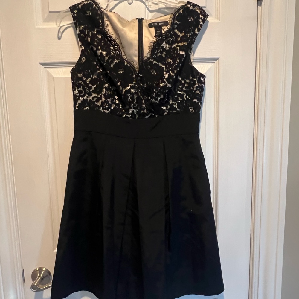 White House Black Market Black and Cream Lace Dress